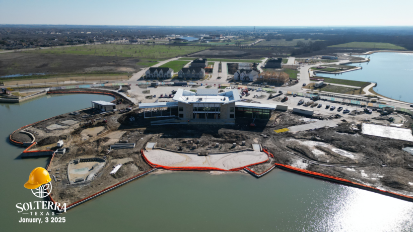 Aerial view showing the construction in the back of The Headquarters Amenity Complex. Captured on January 3rd, 2025.