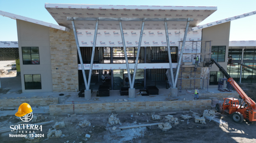 Closer aerial view of the construction in the back of The Headquarters Amenity Complex. Captured on November 15th, 2024.