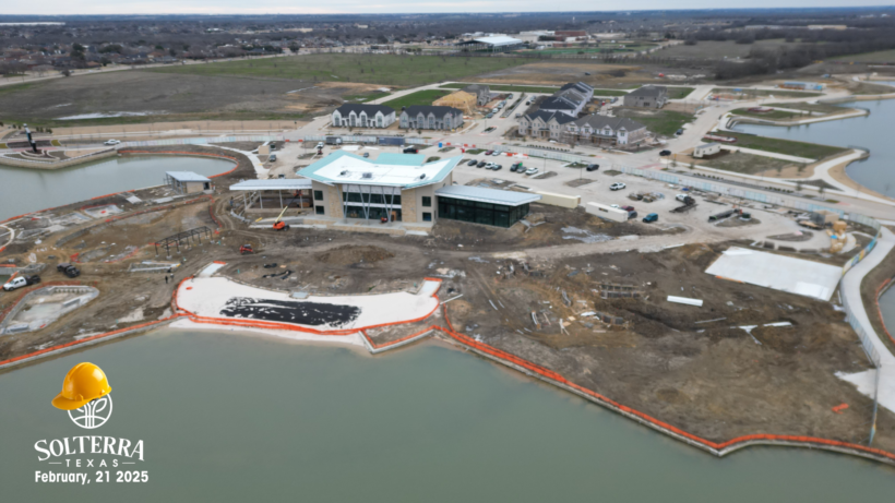 Aerial view of the construction in the back of The Headquarters Amenity Complex. Captured on February 21st, 2025.