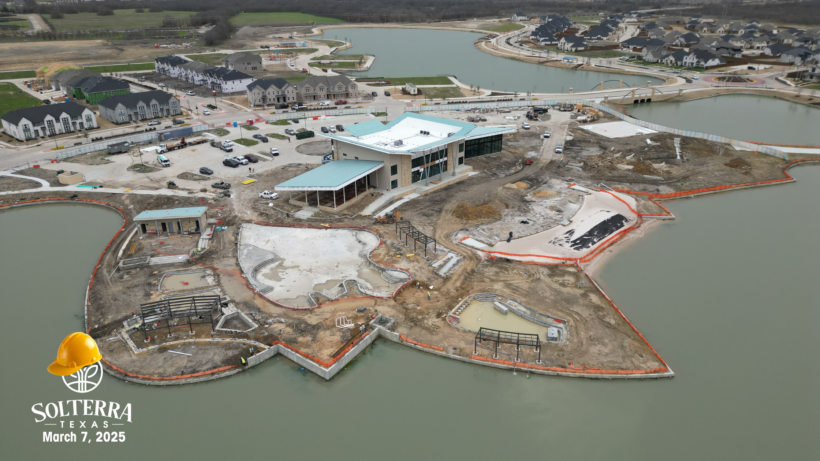 Aerial view of the construction in the back of The Headquarters Amenity Complex. Captured on March 7th, 2025.