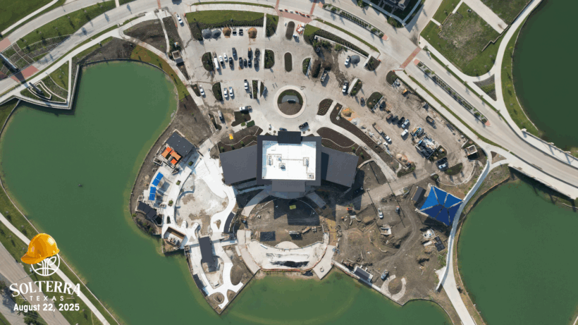Aerial showing all of construction. Captured on August 22, 2025. 