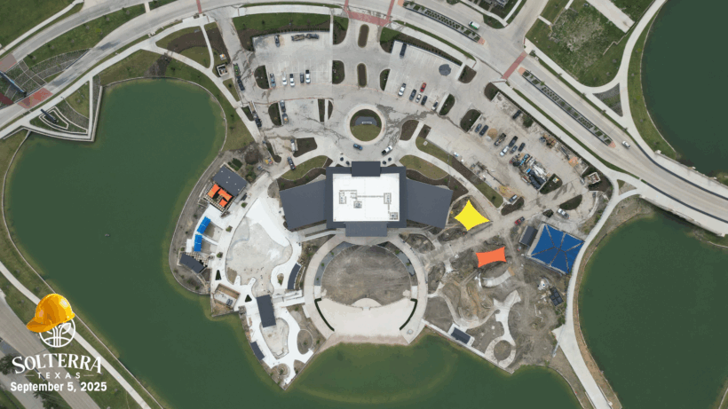 Aerial showing all of the construction. Captured on September 5, 2025.