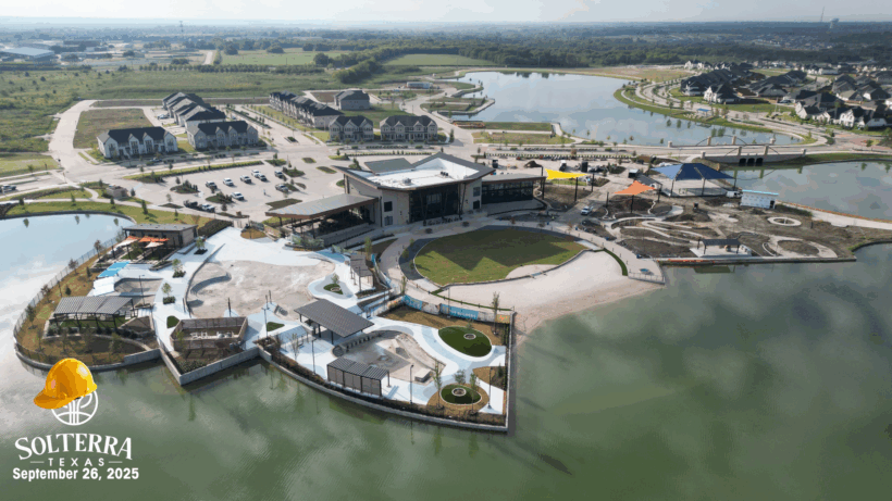 Aerial showing the construction in the back. Captured on September 26, 2025. 