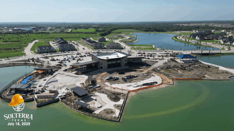 Aerial showing the construction in the back. Captured on July 18, 2025.