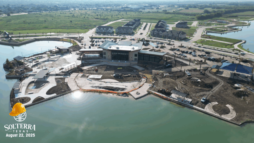 Aerial showing the construction in the back. Captured on August 22, 2025. 