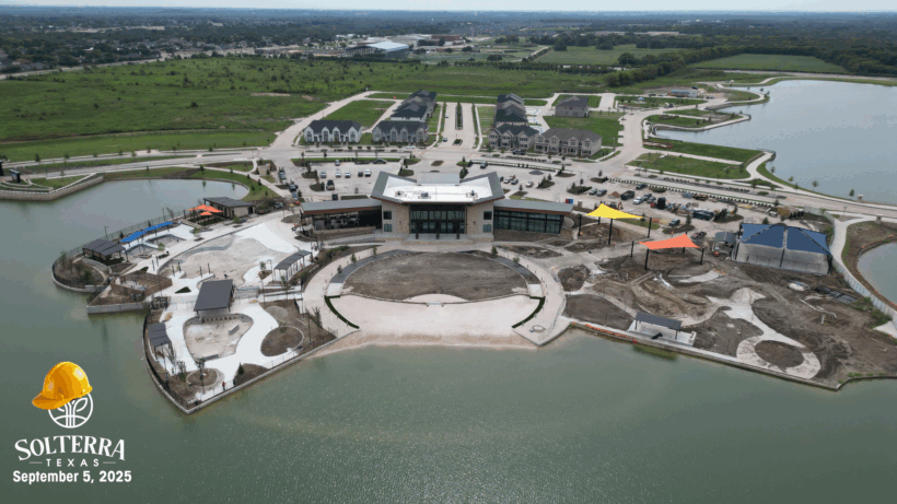 Aerial showing the construction in the back. Captured on September 5, 2025. 