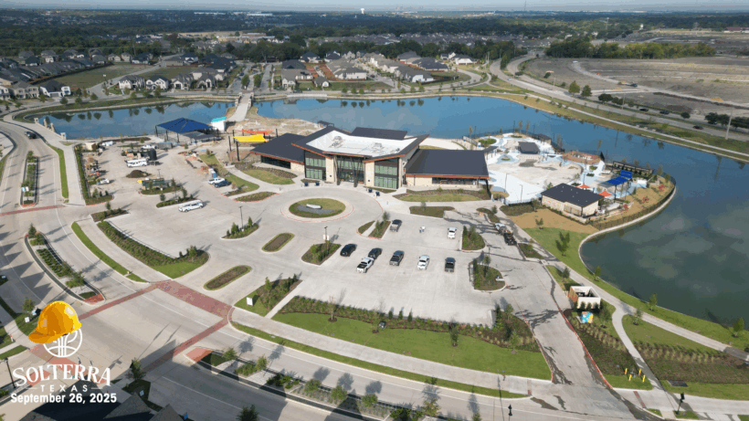 Aerial showing the construction in the front. Captured on September 26, 2025. 