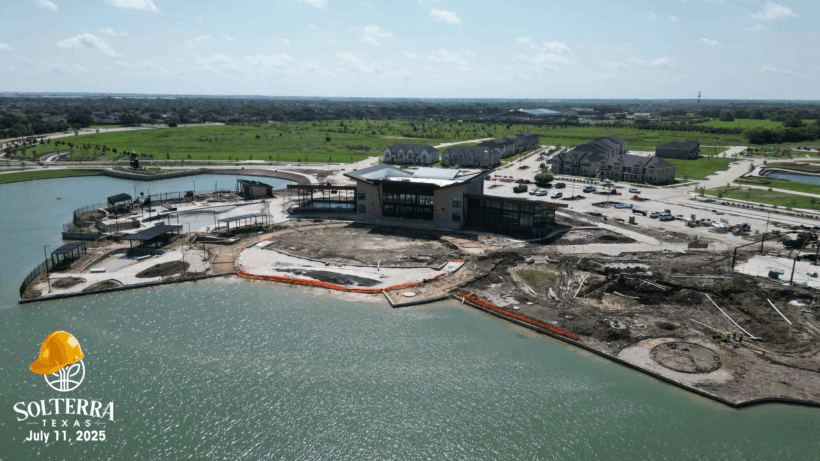 Aerial showing the construction in the back. Captured on July 11, 2025. 