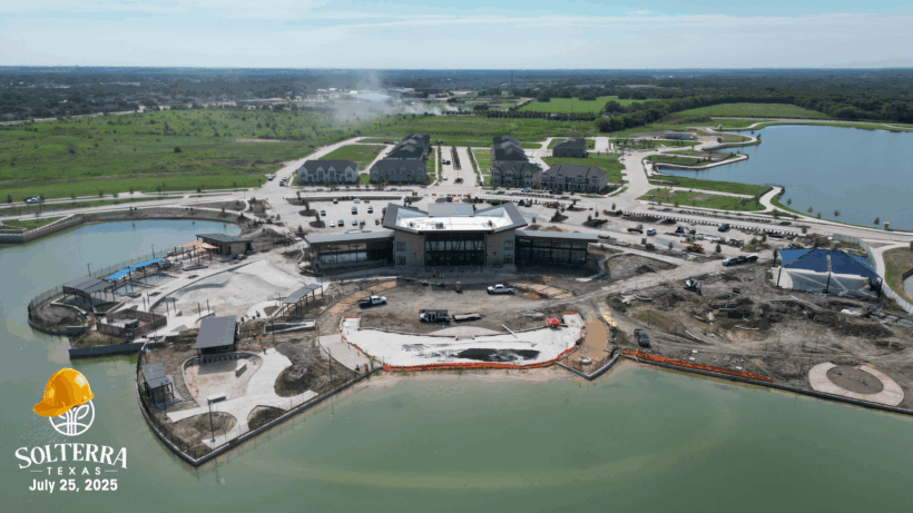 Aerial showing the construction in the back. Captured on July 25, 2025. 