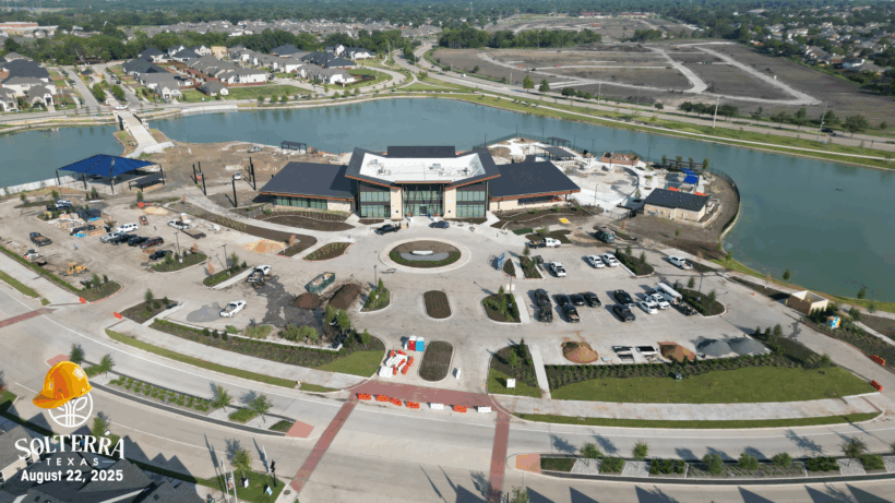 Aerial showing the construction in the front. Captured on August 22, 2025. 